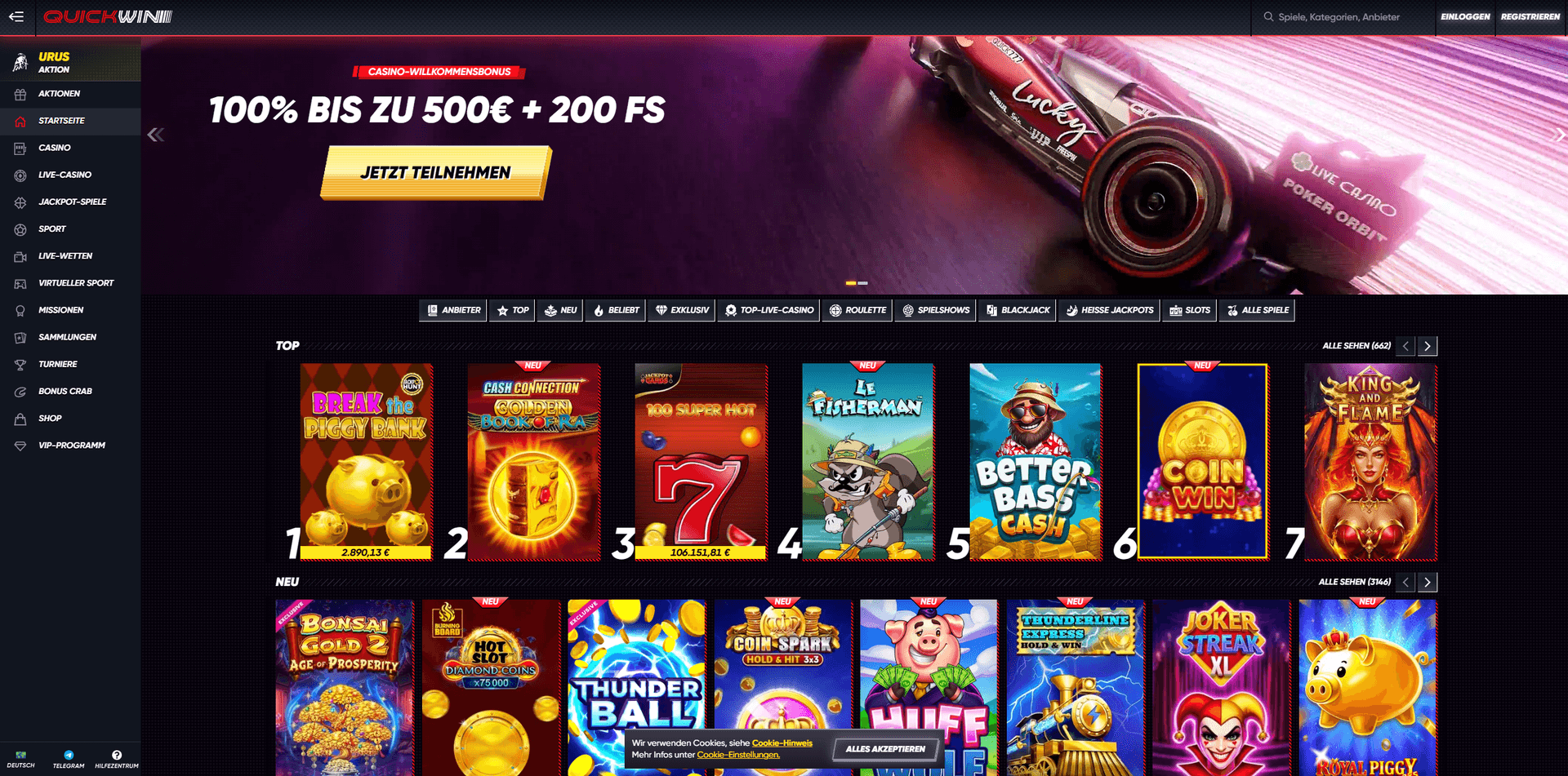 QuickWin Casino ohne deutsche Lizenz